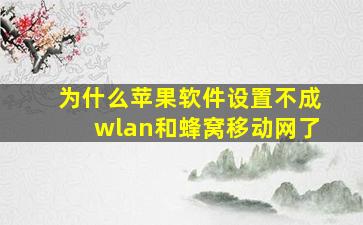 为什么苹果软件设置不成wlan和蜂窝移动网了