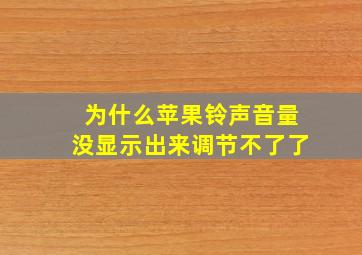 为什么苹果铃声音量没显示出来调节不了了