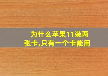 为什么苹果11装两张卡,只有一个卡能用