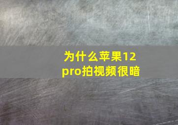 为什么苹果12pro拍视频很暗