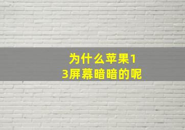 为什么苹果13屏幕暗暗的呢