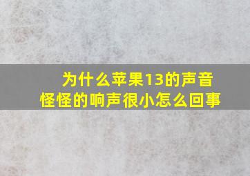 为什么苹果13的声音怪怪的响声很小怎么回事