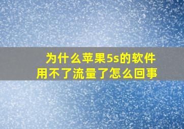 为什么苹果5s的软件用不了流量了怎么回事