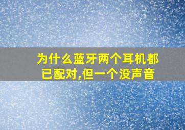 为什么蓝牙两个耳机都已配对,但一个没声音