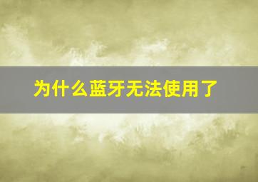 为什么蓝牙无法使用了