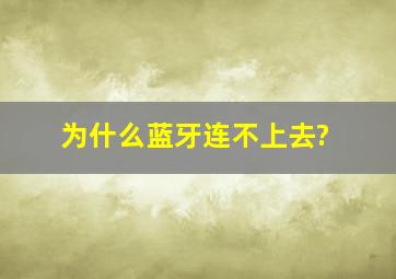 为什么蓝牙连不上去?