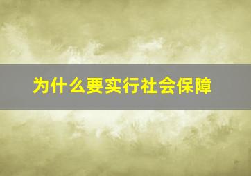 为什么要实行社会保障