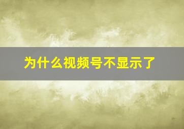 为什么视频号不显示了