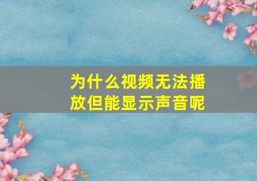 为什么视频无法播放但能显示声音呢