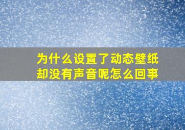 为什么设置了动态壁纸却没有声音呢怎么回事