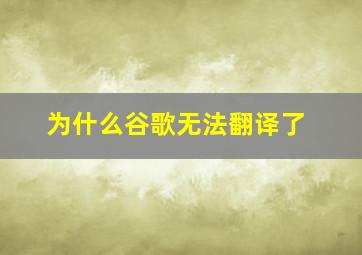 为什么谷歌无法翻译了