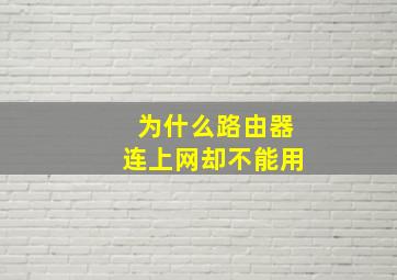 为什么路由器连上网却不能用