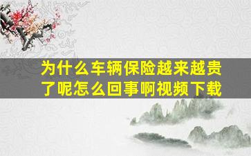 为什么车辆保险越来越贵了呢怎么回事啊视频下载