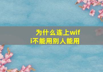 为什么连上wifi不能用别人能用