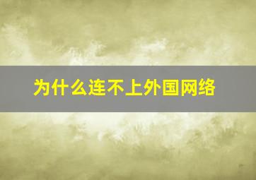 为什么连不上外国网络