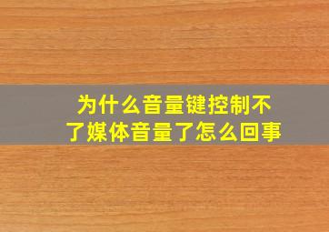 为什么音量键控制不了媒体音量了怎么回事