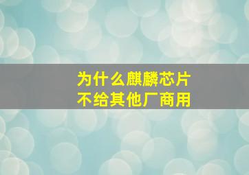 为什么麒麟芯片不给其他厂商用