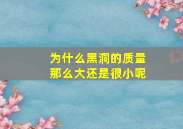 为什么黑洞的质量那么大还是很小呢