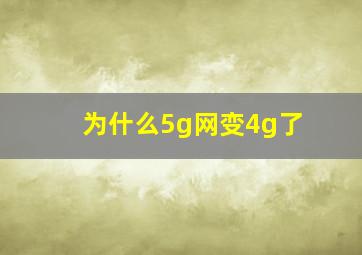 为什么5g网变4g了