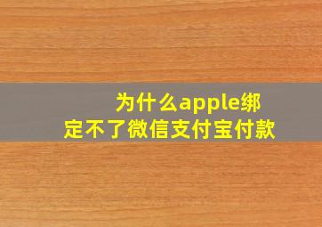 为什么apple绑定不了微信支付宝付款