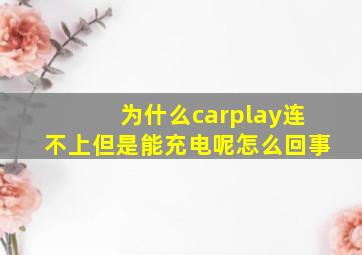 为什么carplay连不上但是能充电呢怎么回事