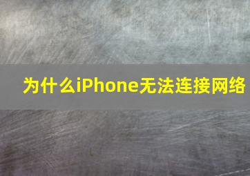 为什么iPhone无法连接网络