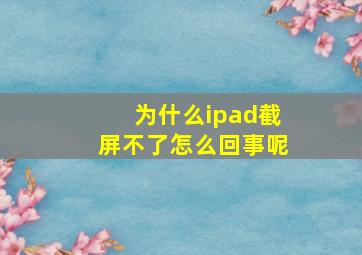 为什么ipad截屏不了怎么回事呢