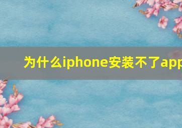 为什么iphone安装不了app