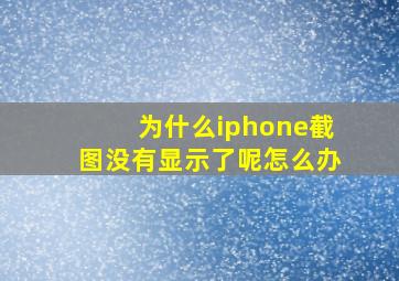 为什么iphone截图没有显示了呢怎么办