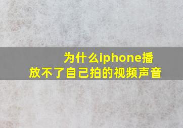 为什么iphone播放不了自己拍的视频声音