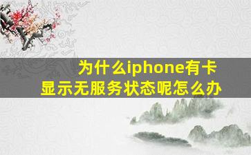 为什么iphone有卡显示无服务状态呢怎么办