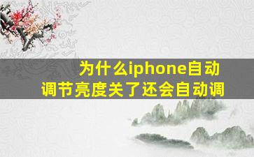 为什么iphone自动调节亮度关了还会自动调