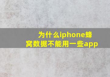 为什么iphone蜂窝数据不能用一些app