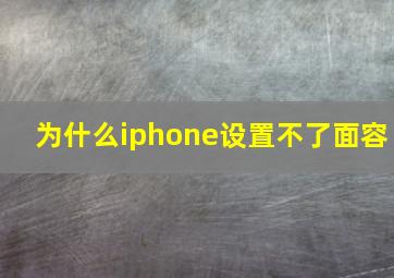 为什么iphone设置不了面容