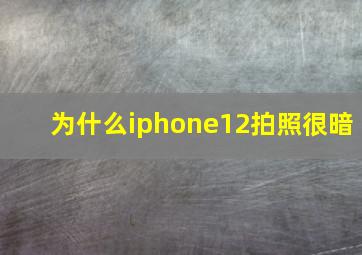 为什么iphone12拍照很暗