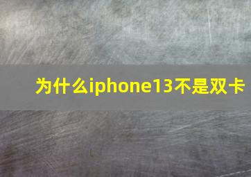 为什么iphone13不是双卡