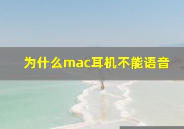 为什么mac耳机不能语音