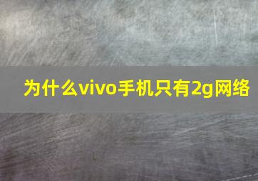 为什么vivo手机只有2g网络