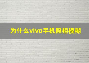 为什么vivo手机照相模糊