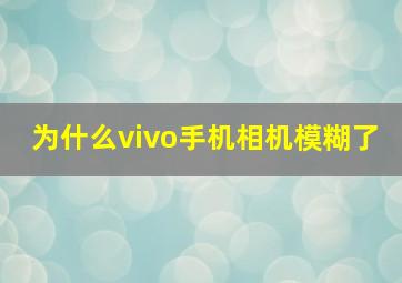 为什么vivo手机相机模糊了