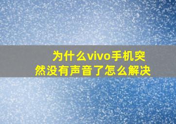 为什么vivo手机突然没有声音了怎么解决