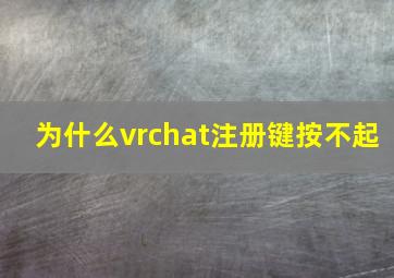 为什么vrchat注册键按不起