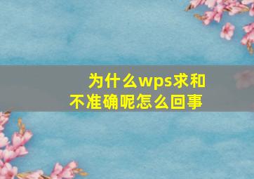 为什么wps求和不准确呢怎么回事