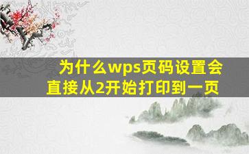 为什么wps页码设置会直接从2开始打印到一页