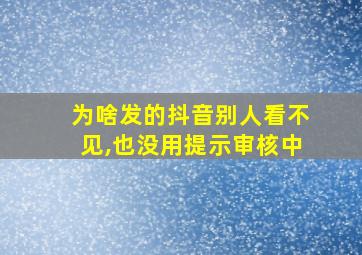 为啥发的抖音别人看不见,也没用提示审核中