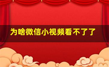 为啥微信小视频看不了了