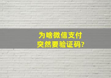 为啥微信支付突然要验证码?