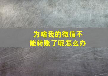 为啥我的微信不能转账了呢怎么办