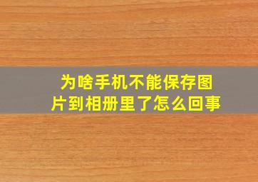 为啥手机不能保存图片到相册里了怎么回事