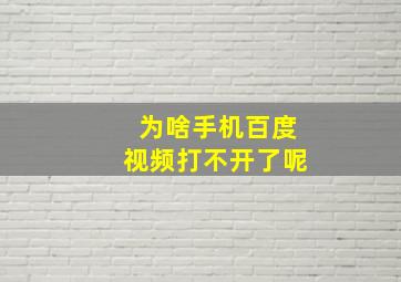 为啥手机百度视频打不开了呢